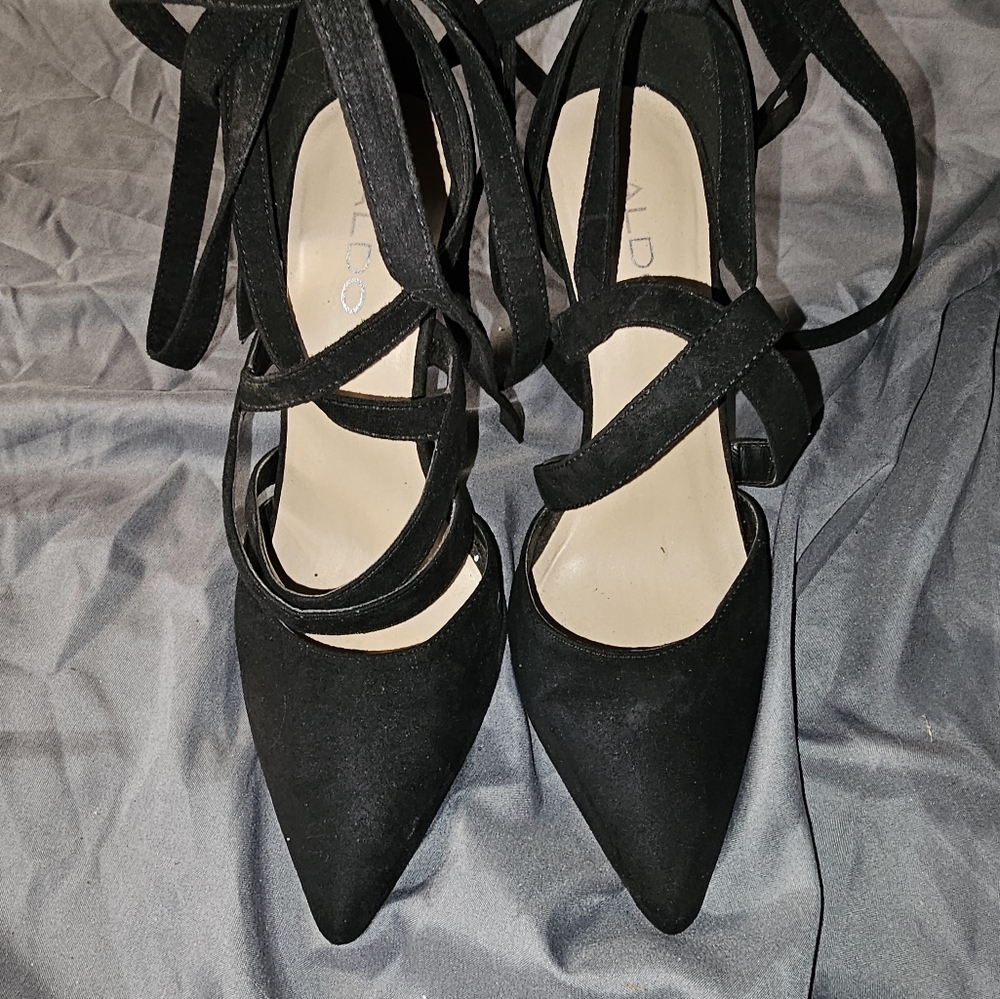 Black lace up aldo stelletos